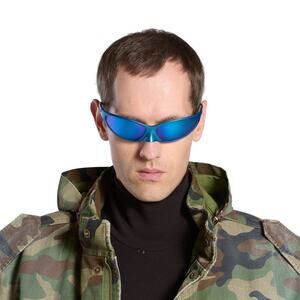 $1,095 Balenciaga 4G Cat Blue Gradient Oversize Oval Sunglasses